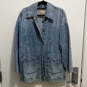 Free People Light Blue Denim Jean Jacket